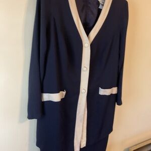 Navy and Cream Button-Up Dress